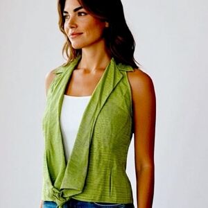 🍍Ann Taylor 100% Cotton Cropped Tie Waist Top